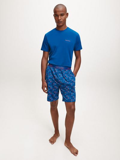Calvin Klein Ruhák HU580654 | Calvin Klein Shorts Férfi Pizsama Szett Kék